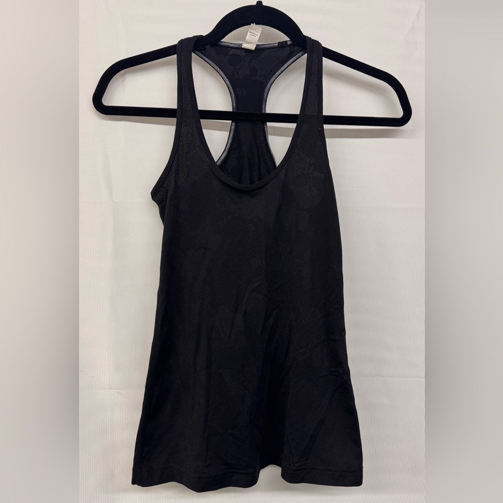 Lululemon Athletica Black Mesh Floral Racerback Tank Top Size 4